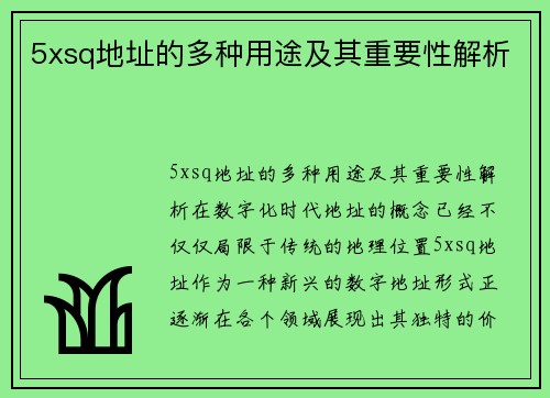 5xsq地址的多种用途及其重要性解析